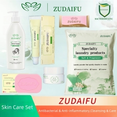 ZUDAIFU Skin Health Care Set: 1500g washing powder + 300ml shampoo + 80g soap + 15g cream + 30g third-generation cream, professionally addressing skin